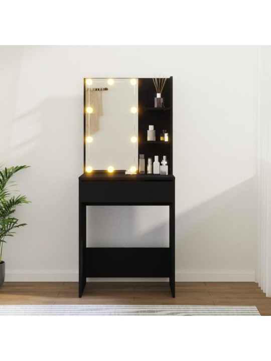 Toaletní stolek s LED černý 60 x 40 x 140 cm