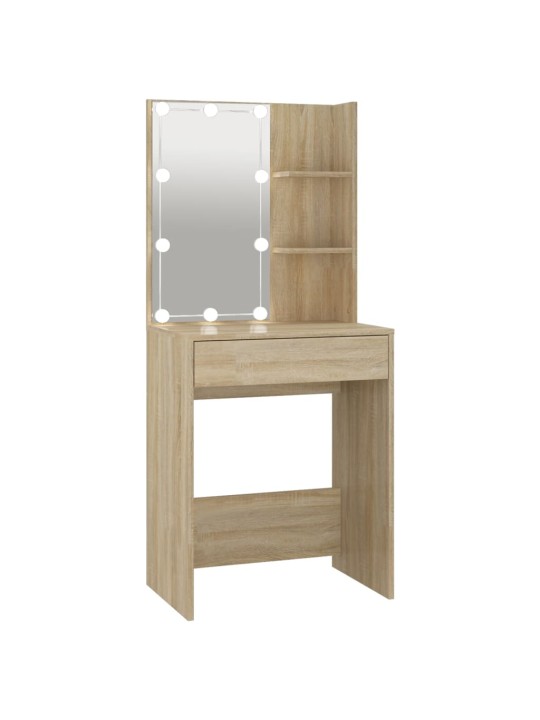 Toaletní stolek s LED dub sonoma 60 x 40 x 140 cm