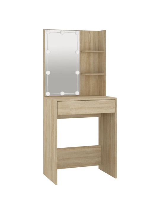 Toaletní stolek s LED dub sonoma 60 x 40 x 140 cm