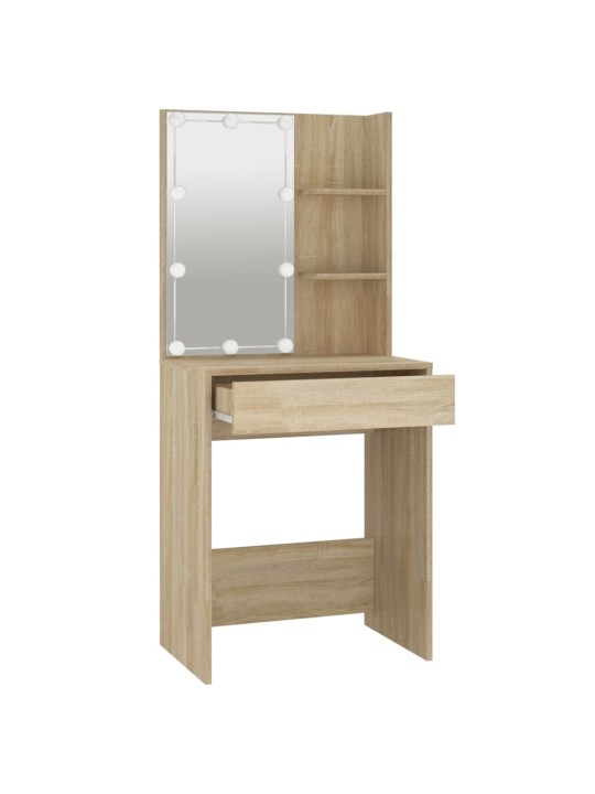 Toaletní stolek s LED dub sonoma 60 x 40 x 140 cm