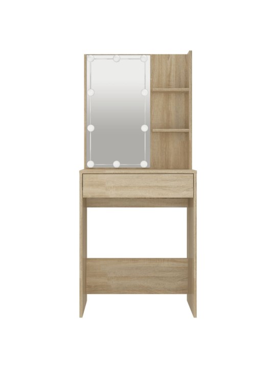 Toaletní stolek s LED dub sonoma 60 x 40 x 140 cm