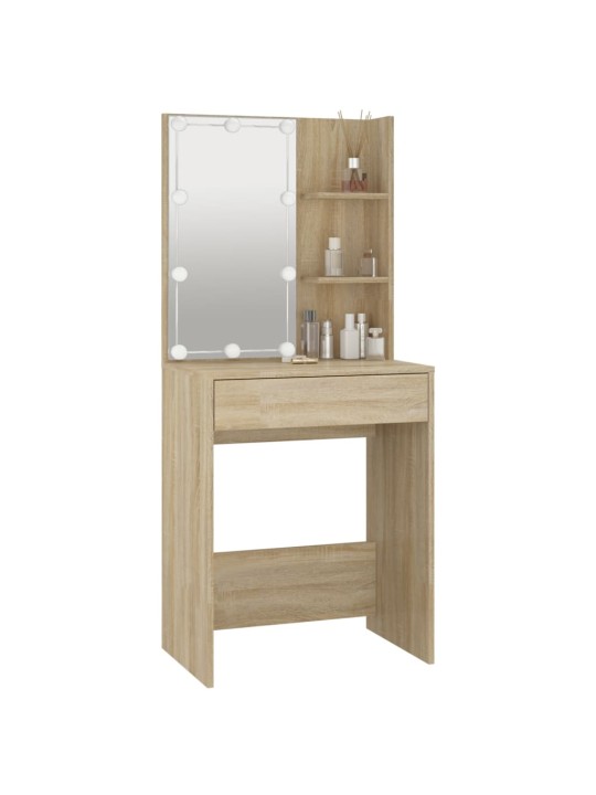 Toaletní stolek s LED dub sonoma 60 x 40 x 140 cm
