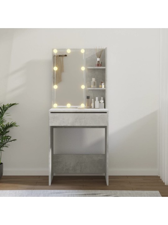 Toaletní stolek s LED betonově šedý 60 x 40 x 140 cm
