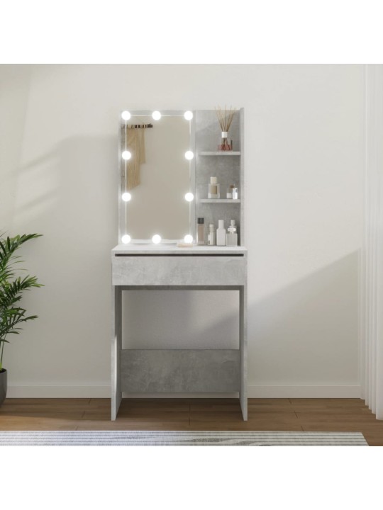 Toaletní stolek s LED betonově šedý 60 x 40 x 140 cm