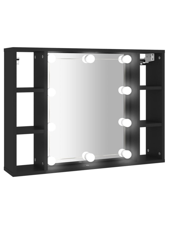 Zrcadlová skříňka s LED černá 76 x 15 x 55 cm