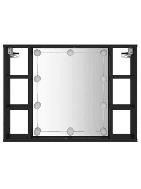 Zrcadlová skříňka s LED černá 76 x 15 x 55 cm