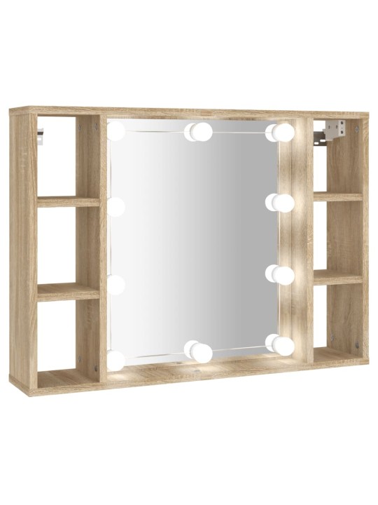 Zrcadlová skříňka s LED dub sonoma 76x15x55 cm