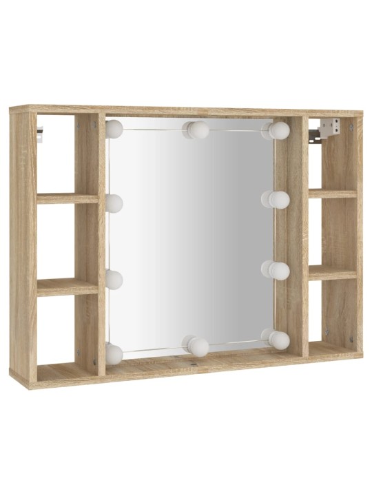Zrcadlová skříňka s LED dub sonoma 76x15x55 cm