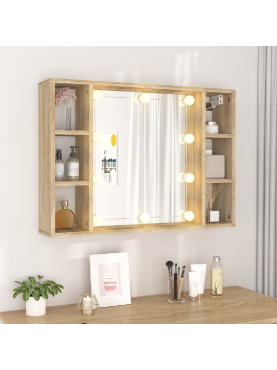 Zrcadlová skříňka s LED dub sonoma 76x15x55 cm