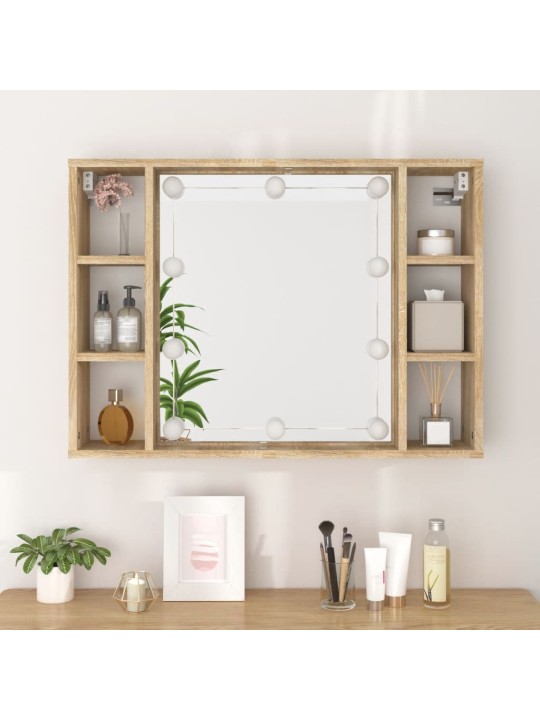 Zrcadlová skříňka s LED dub sonoma 76x15x55 cm
