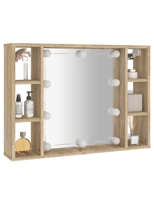 Zrcadlová skříňka s LED dub sonoma 76x15x55 cm