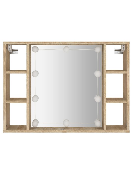 Zrcadlová skříňka s LED dub sonoma 76x15x55 cm
