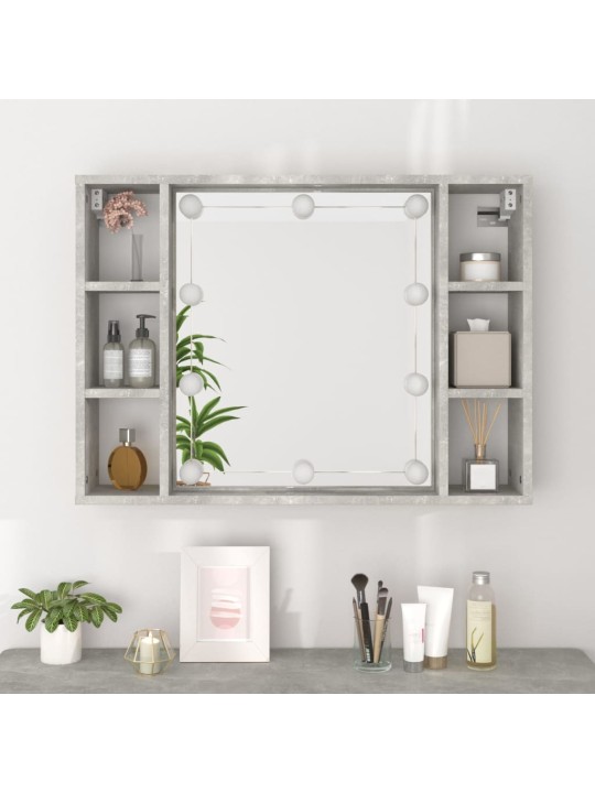 Zrcadlová skříňka s LED betonově šedá 76 x 15 x 55 cm