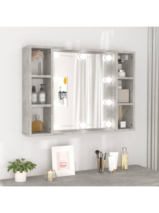Zrcadlová skříňka s LED betonově šedá 76 x 15 x 55 cm