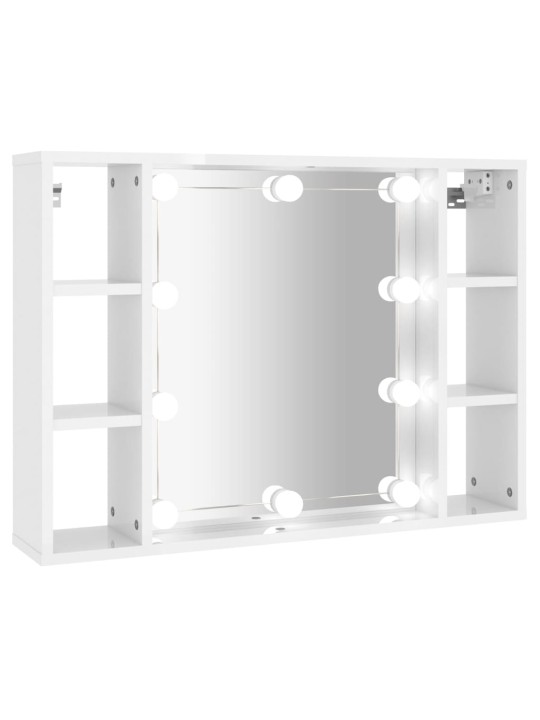 Zrcadlová skříňka s LED bílá s vysokým leskem 76x15x55 cm