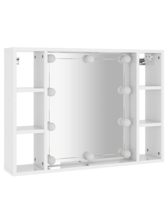 Zrcadlová skříňka s LED bílá s vysokým leskem 76x15x55 cm