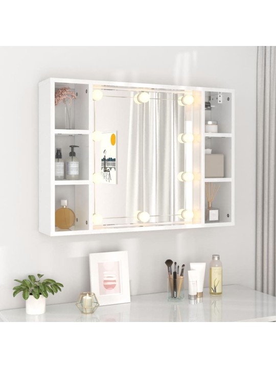Zrcadlová skříňka s LED bílá s vysokým leskem 76x15x55 cm