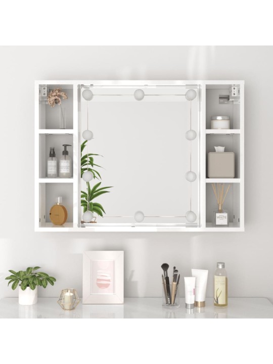 Zrcadlová skříňka s LED bílá s vysokým leskem 76x15x55 cm