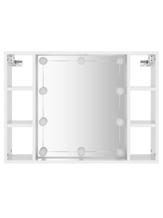 Zrcadlová skříňka s LED bílá s vysokým leskem 76x15x55 cm