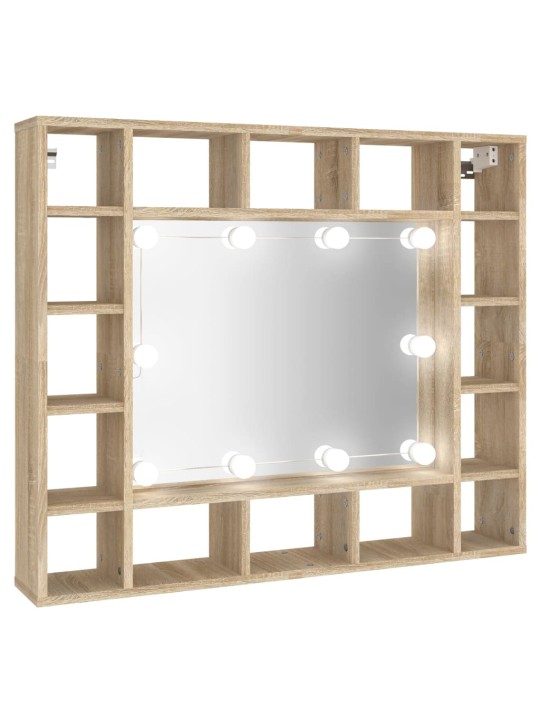 Zrcadlová skříňka s LED dub sonoma 91 x 15 x 76,5 cm