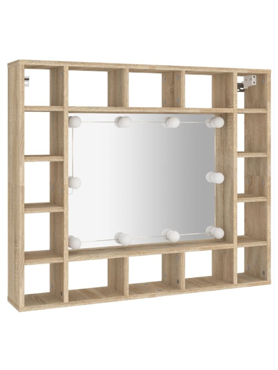 Zrcadlová skříňka s LED dub sonoma 91 x 15 x 76,5 cm