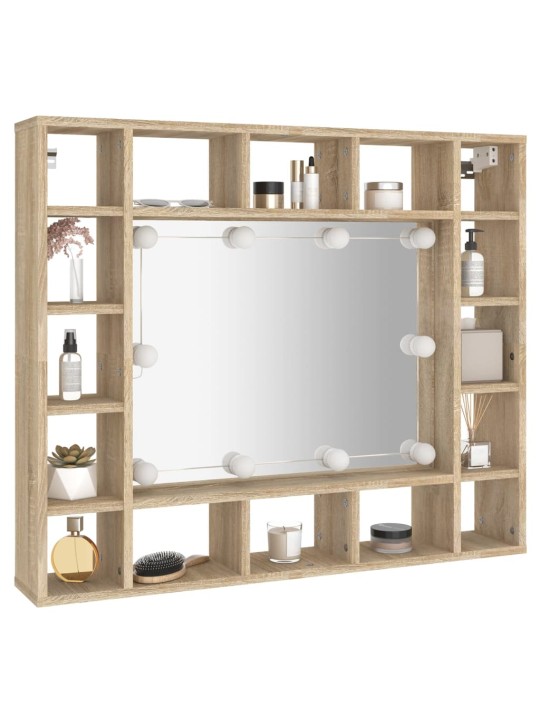Zrcadlová skříňka s LED dub sonoma 91 x 15 x 76,5 cm