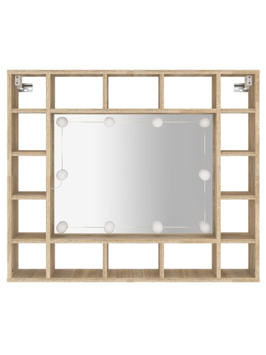 Zrcadlová skříňka s LED dub sonoma 91 x 15 x 76,5 cm