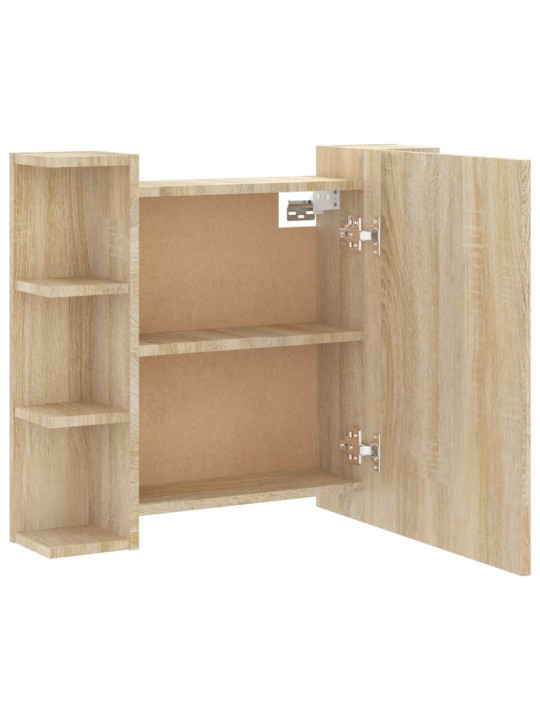 Zrcadlová skříňka s LED dub sonoma 70 x 16,5 x 60 cm