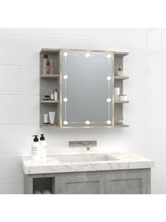 Zrcadlová skříňka s LED betonově šedá 70 x 16,5 x 60 cm