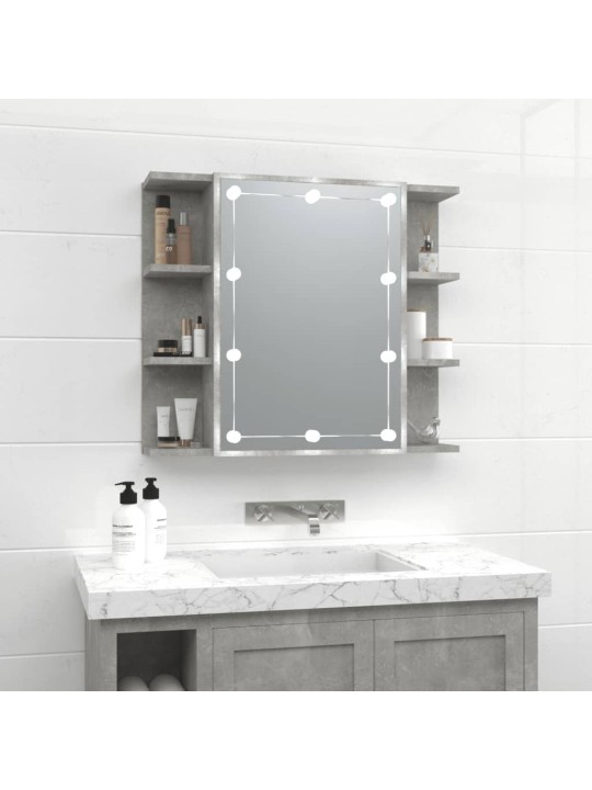 Zrcadlová skříňka s LED betonově šedá 70 x 16,5 x 60 cm