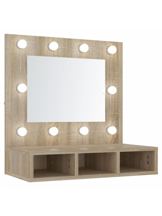 Zrcadlová skříňka s LED dub sonoma 60 x 31,5 x 62 cm