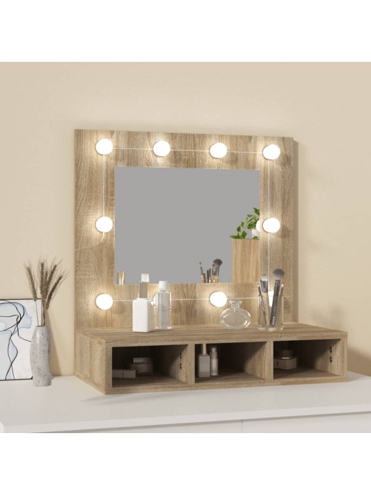 Zrcadlová skříňka s LED dub sonoma 60 x 31,5 x 62 cm