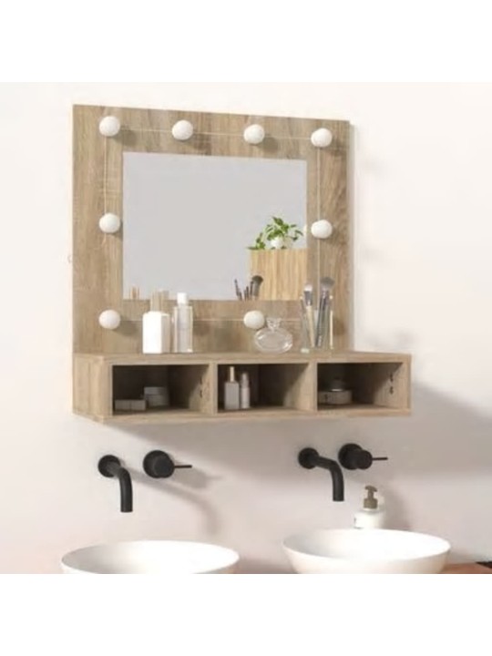 Zrcadlová skříňka s LED dub sonoma 60 x 31,5 x 62 cm