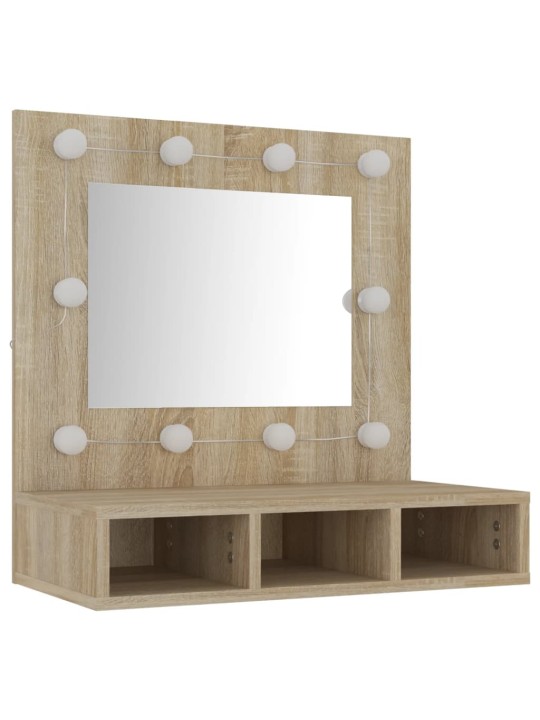 Zrcadlová skříňka s LED dub sonoma 60 x 31,5 x 62 cm