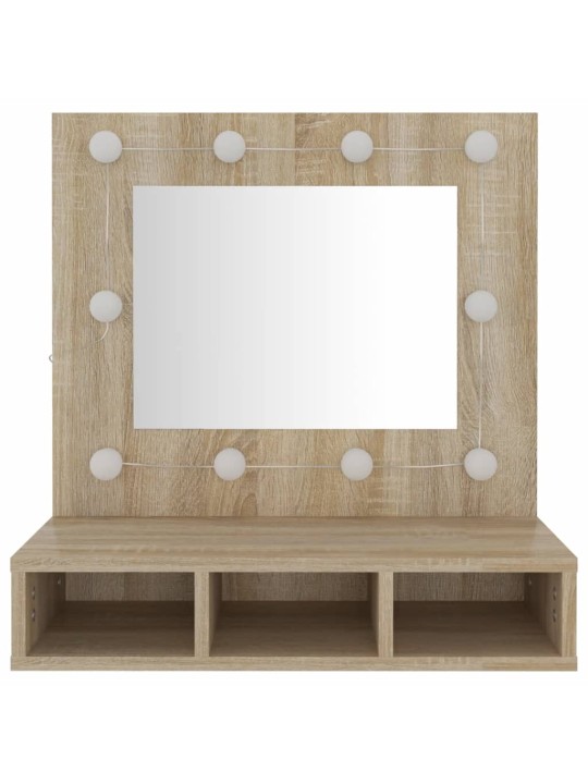 Zrcadlová skříňka s LED dub sonoma 60 x 31,5 x 62 cm