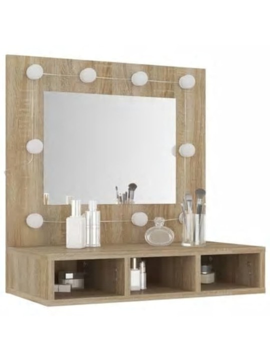 Zrcadlová skříňka s LED dub sonoma 60 x 31,5 x 62 cm
