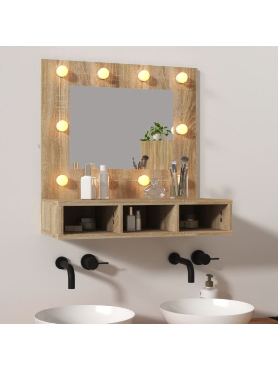 Zrcadlová skříňka s LED dub sonoma 60 x 31,5 x 62 cm