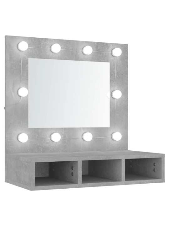 Zrcadlová skříňka s LED betonově šedá 60 x 31,5 x 62 cm