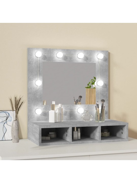 Zrcadlová skříňka s LED betonově šedá 60 x 31,5 x 62 cm