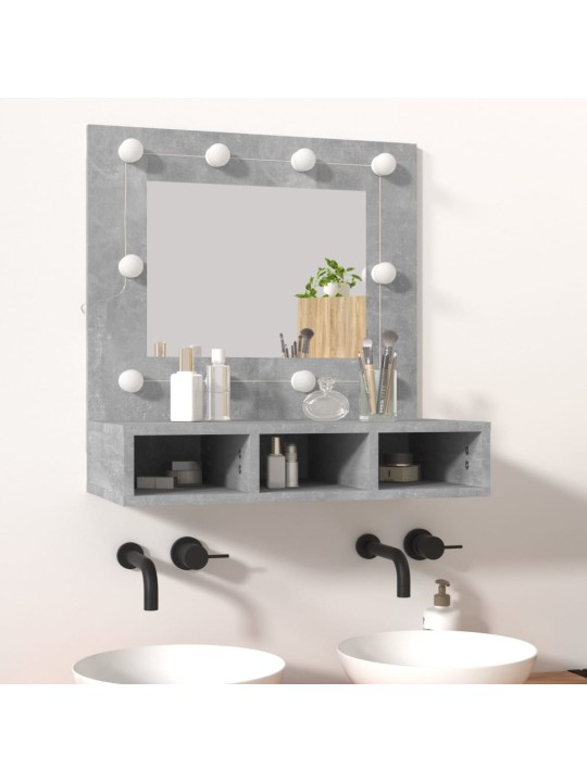 Zrcadlová skříňka s LED betonově šedá 60 x 31,5 x 62 cm