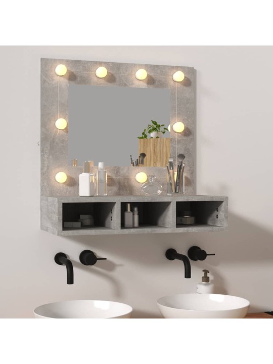 Zrcadlová skříňka s LED betonově šedá 60 x 31,5 x 62 cm