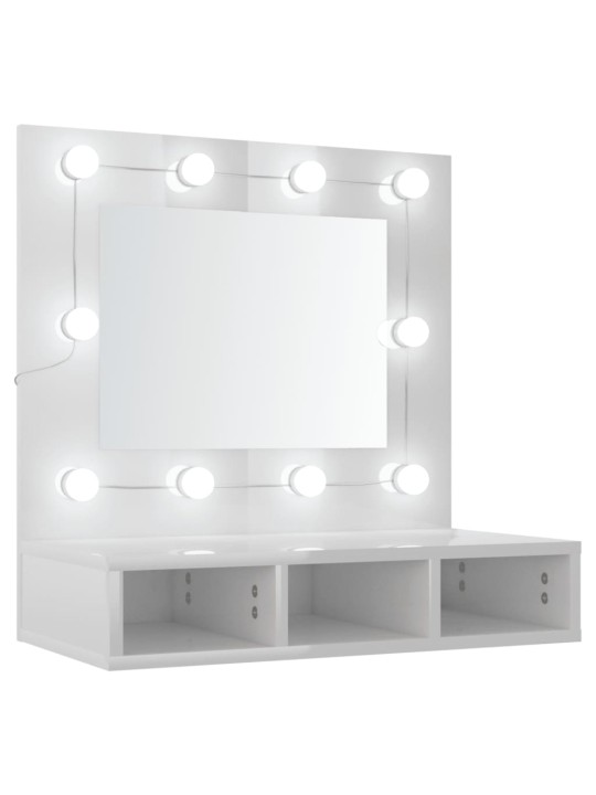 Zrcadlová skříňka s LED bílá s vysokým leskem 60x31,5x62 cm