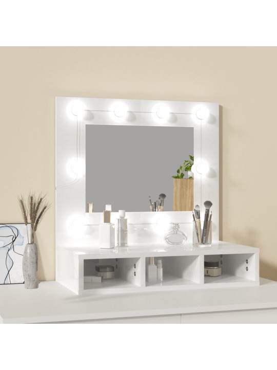 Zrcadlová skříňka s LED bílá s vysokým leskem 60x31,5x62 cm