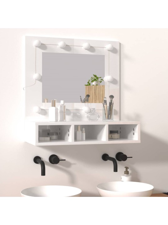 Zrcadlová skříňka s LED bílá s vysokým leskem 60x31,5x62 cm