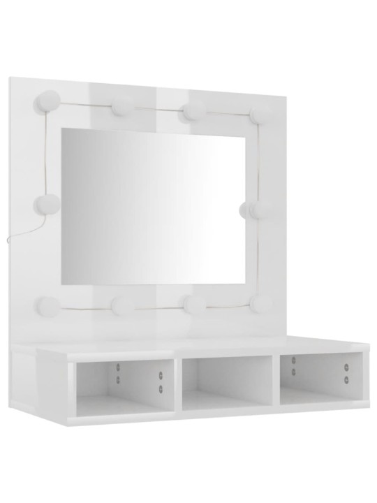 Zrcadlová skříňka s LED bílá s vysokým leskem 60x31,5x62 cm