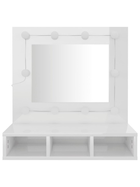 Zrcadlová skříňka s LED bílá s vysokým leskem 60x31,5x62 cm