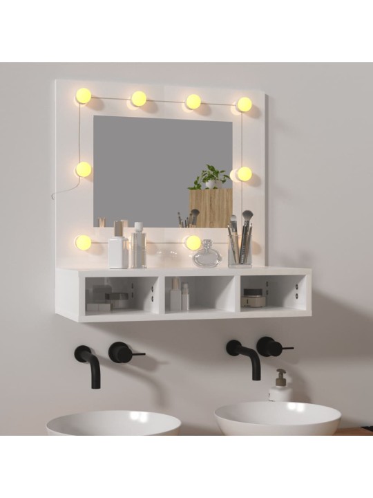 Zrcadlová skříňka s LED bílá s vysokým leskem 60x31,5x62 cm