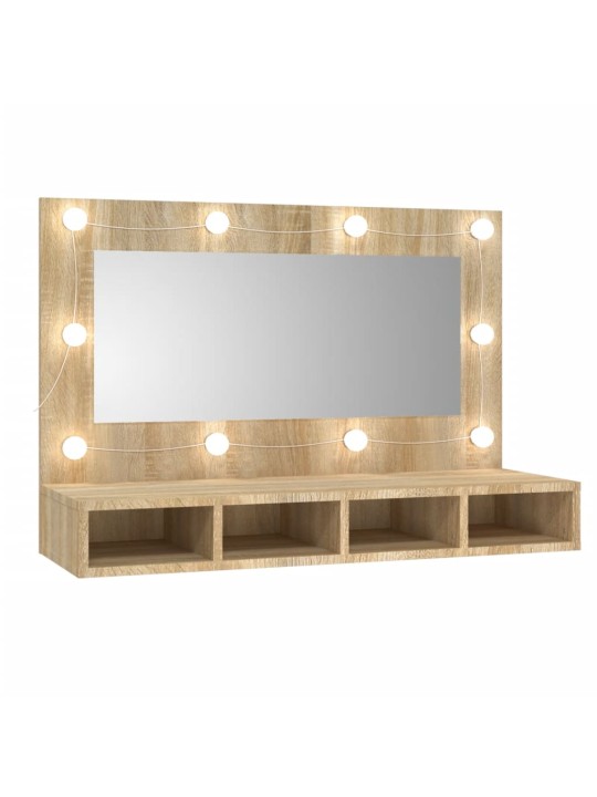Zrcadlová skříňka s LED dub sonoma 90x31,5x62 cm