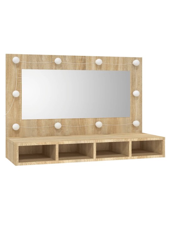 Zrcadlová skříňka s LED dub sonoma 90x31,5x62 cm
