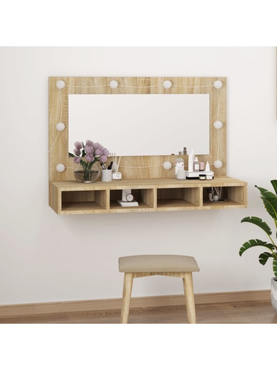 Zrcadlová skříňka s LED dub sonoma 90x31,5x62 cm